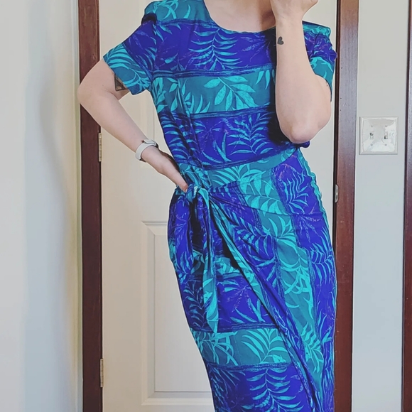 Vintage 80s botanical dress - Picture 2 of 8